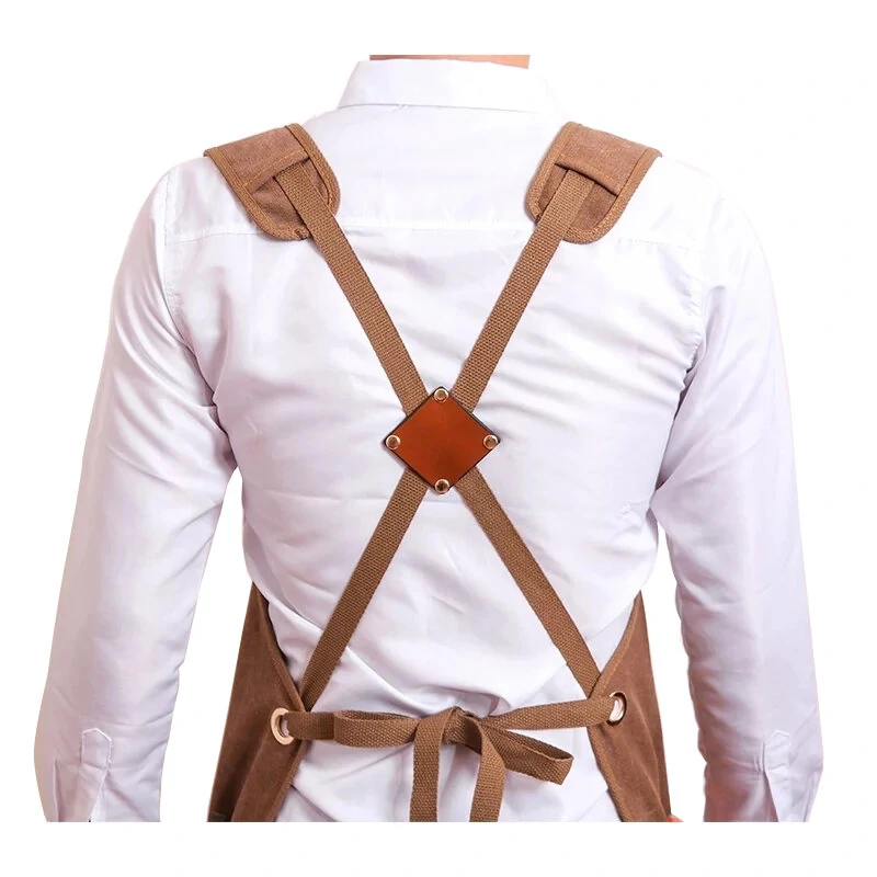 Durable Heavy Duty Waxed Canvas Work Apron | Unisex with Tool Pockets & Cross-Back Straps for Woodworking & Painting - Image 5