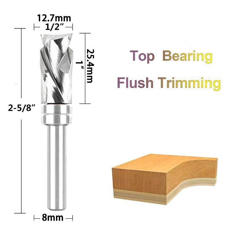 Whiteside Router Bits 8mm Spiral Flush Trim Bit | 1/2 Inch Cutting Diameter with Bearing - Image 3