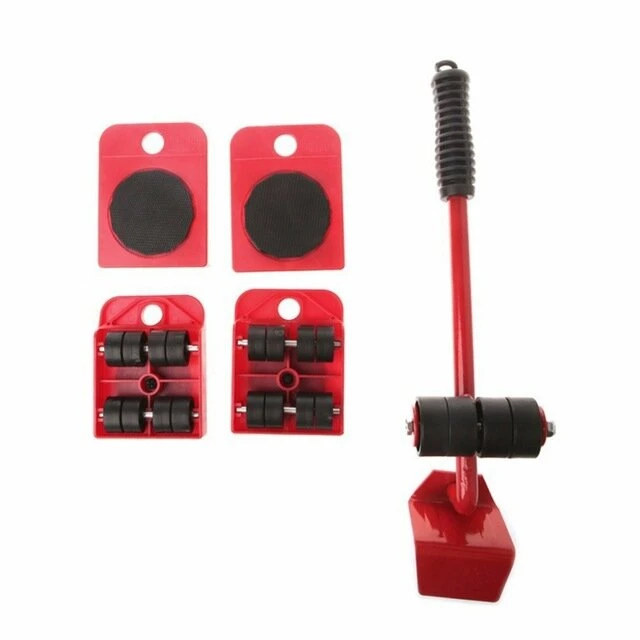 Furniture Mover Tool Set - 5pcs Wheeled Roller Bar for Heavy Lifting & Transport - Image 2