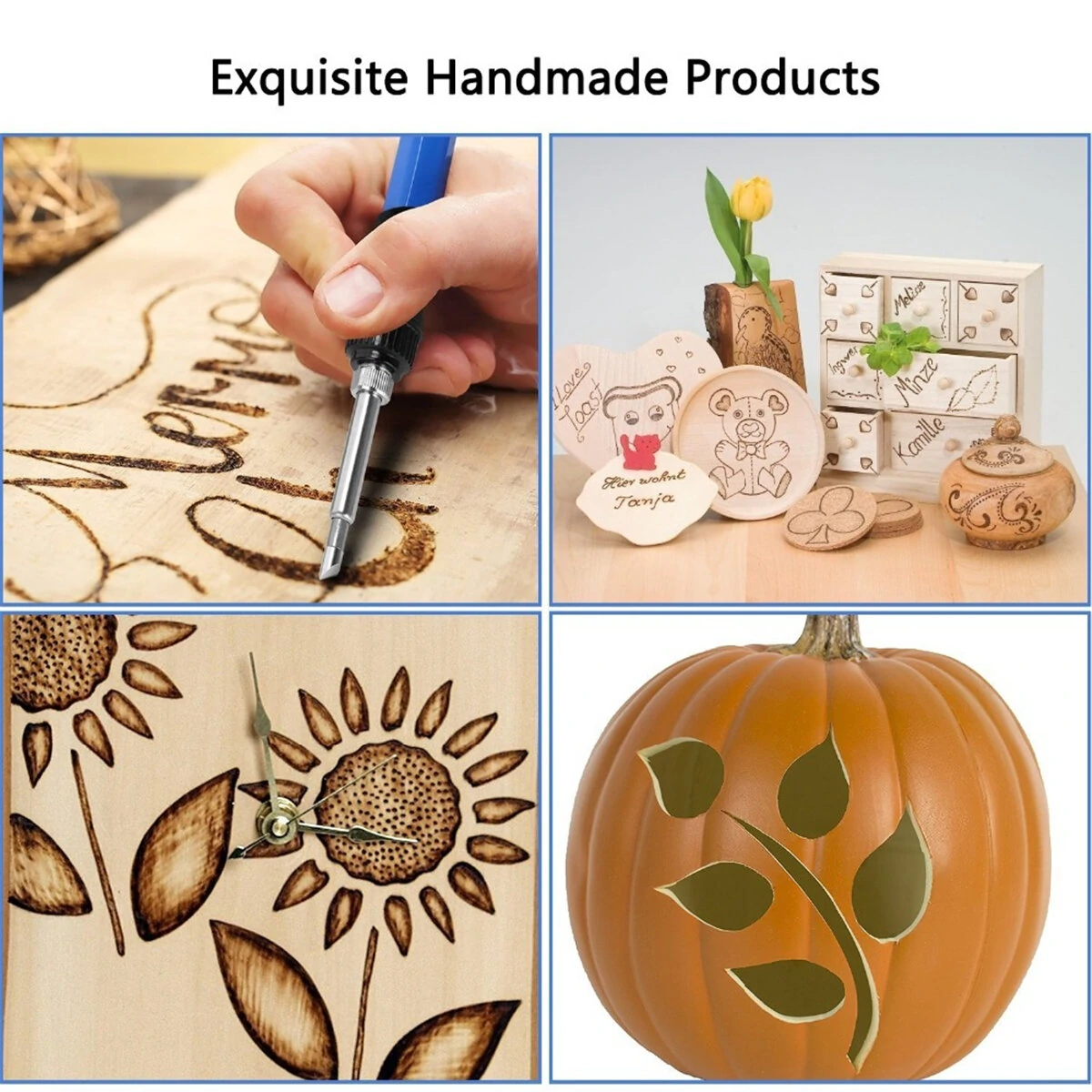 Wood Burning Pen Set - 72pcs Tips & Stencils - Pyrography & Soldering Iron Kit - Image 4