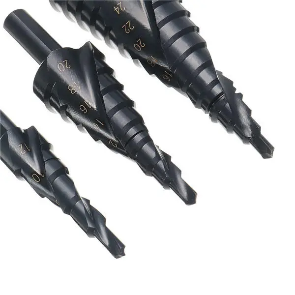 3pcs HSS Step Drill Bits Set - 4-12/20/32mm | Spiral Grooved Hole Cutter - Image 3