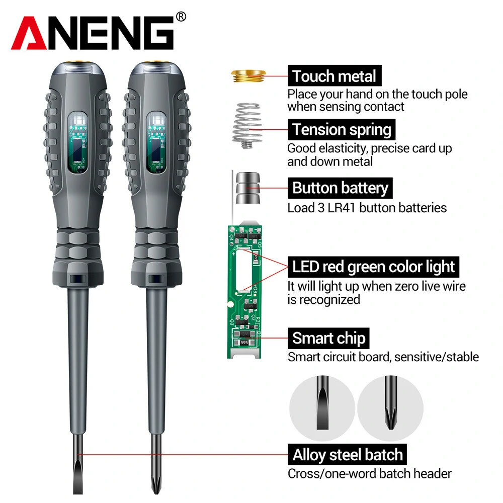 ANENG B05 Electric Pen Screwdriver - Magnetic 25mm Tip | Voltage Tester & Line Detector - Image 3