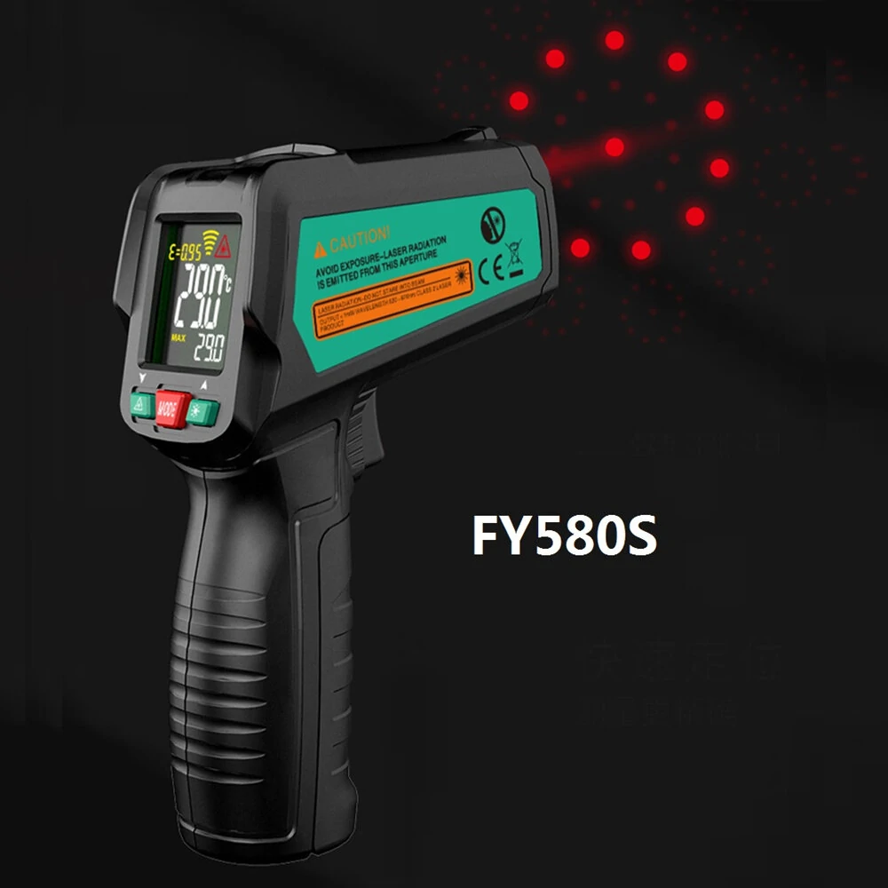 FUYI Non-Contact Infrared Thermometer | -50 to 580°C Laser Gun with K-Type Probe - Image 5