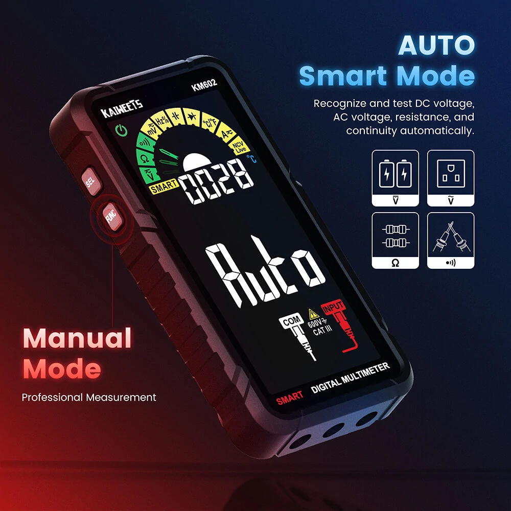 KAIWEETS KM602 Smart Multimeter - True RMS 6000 Counts AC/DC Digital Tester - Image 2