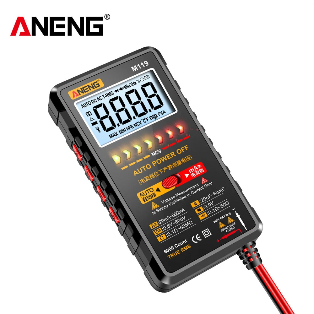 ANENG M119 Digital Multimeter - 6000 Counts Portable Tester for Capacitor Transistor - Image 5