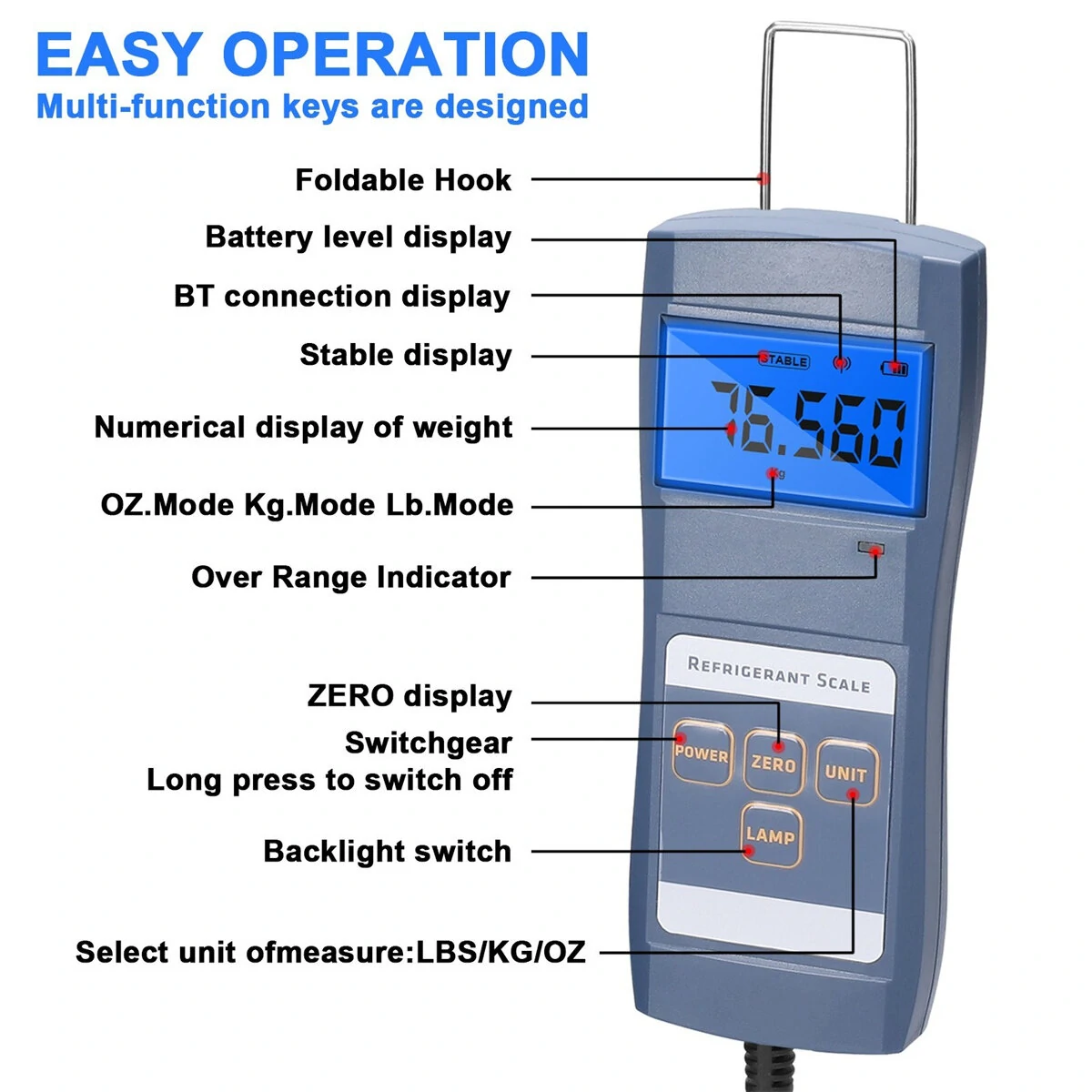 Digital Refrigeration Bluetooth Scale - 90kg High Capacity for AC Refrigerant Refilling - Image 3
