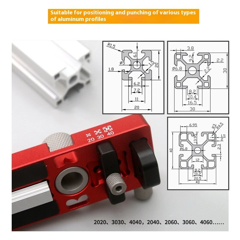 Wnew Aluminum Profile Drill Guide Jig | With Step Drill Bits for 2020 2040 3030 3060 Extrusions - Image 5