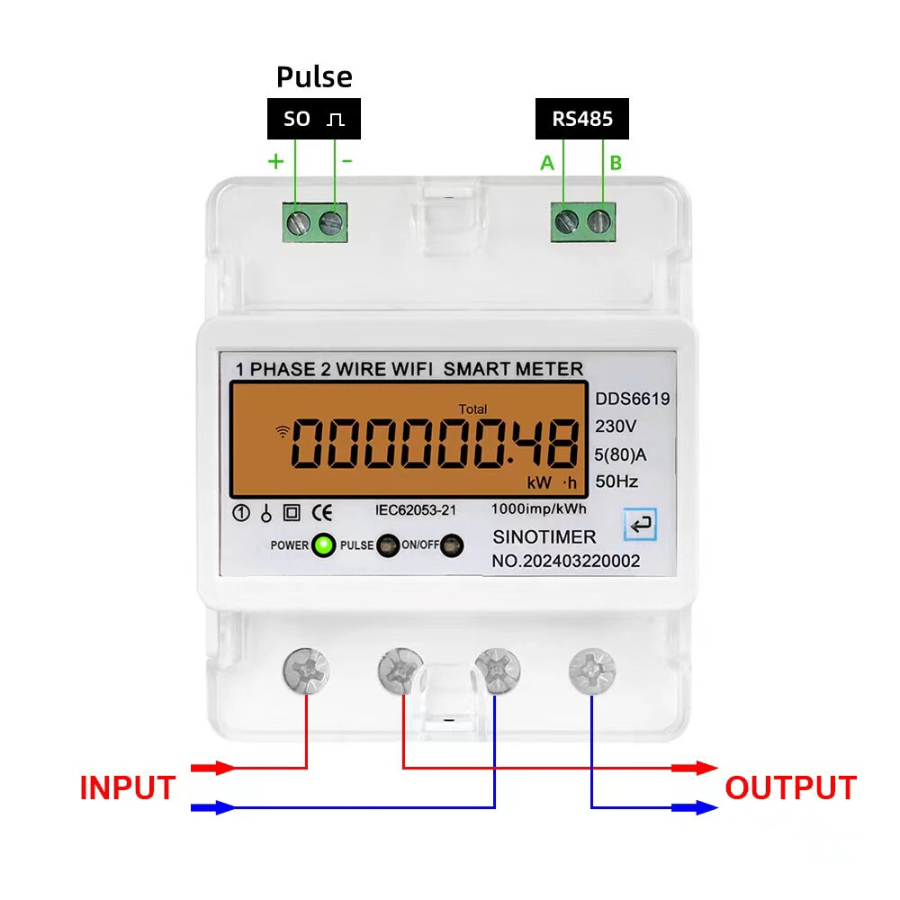 Smart Energy Meter WiFi - 220V 100A kWh Consumption Monitor | DIN Rail Wattmeter - Image 3