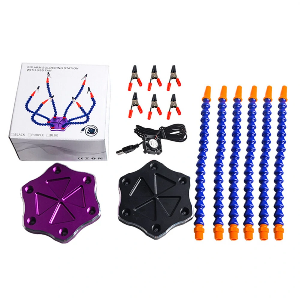 6-Jaw Multi-Weld Bracket Repair Fixture | 7-Piece Flexible Arm with USB Fan - Image 3