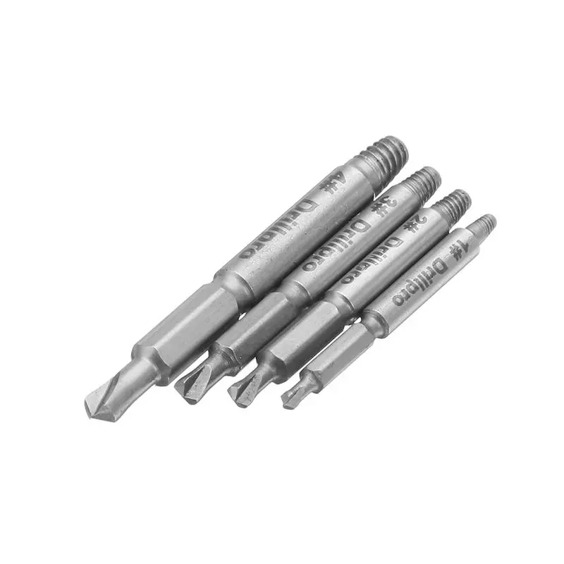 Drillpro 4pc Small Double-Side Damaged Screw Extractor | Bolt Stud Remover Tool - Image 2