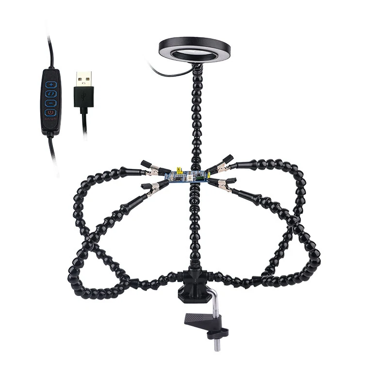Desk Clip Magnifier with LED Light - 3X Magnifier & Flexible Arm for PCB Soldering - Image 4