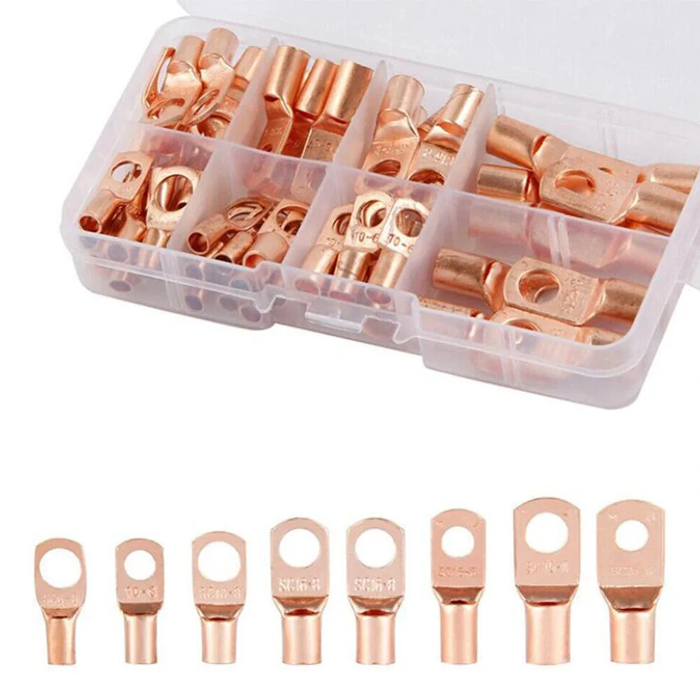 60pcs SC6-25 Copper Ring Terminals | Bare Cable Crimp Connectors Kit - Image 4