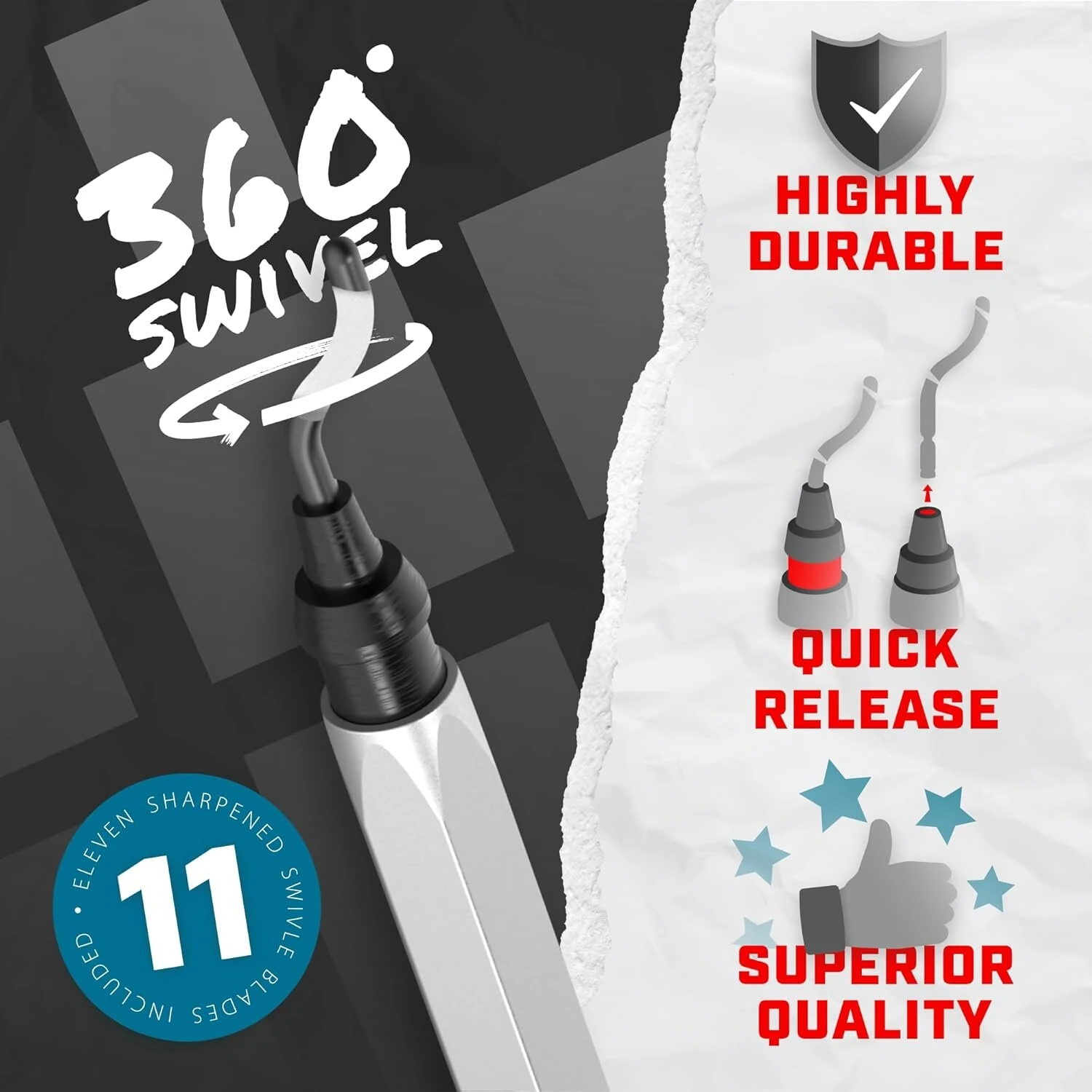 Deburring Tool with 10 Steel Blades | Works on Metal PVC Plastic & 3D Prints | BS1010/BS1018 Burr Removal Reamer - Image 2