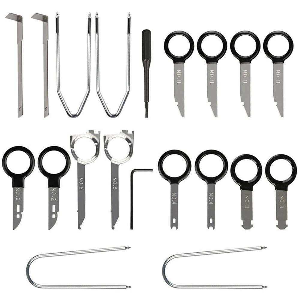 20Pcs Car Radio Removal Tool Kit - Din Removal Keys & U-Hooks for Dash Audio - Image 3
