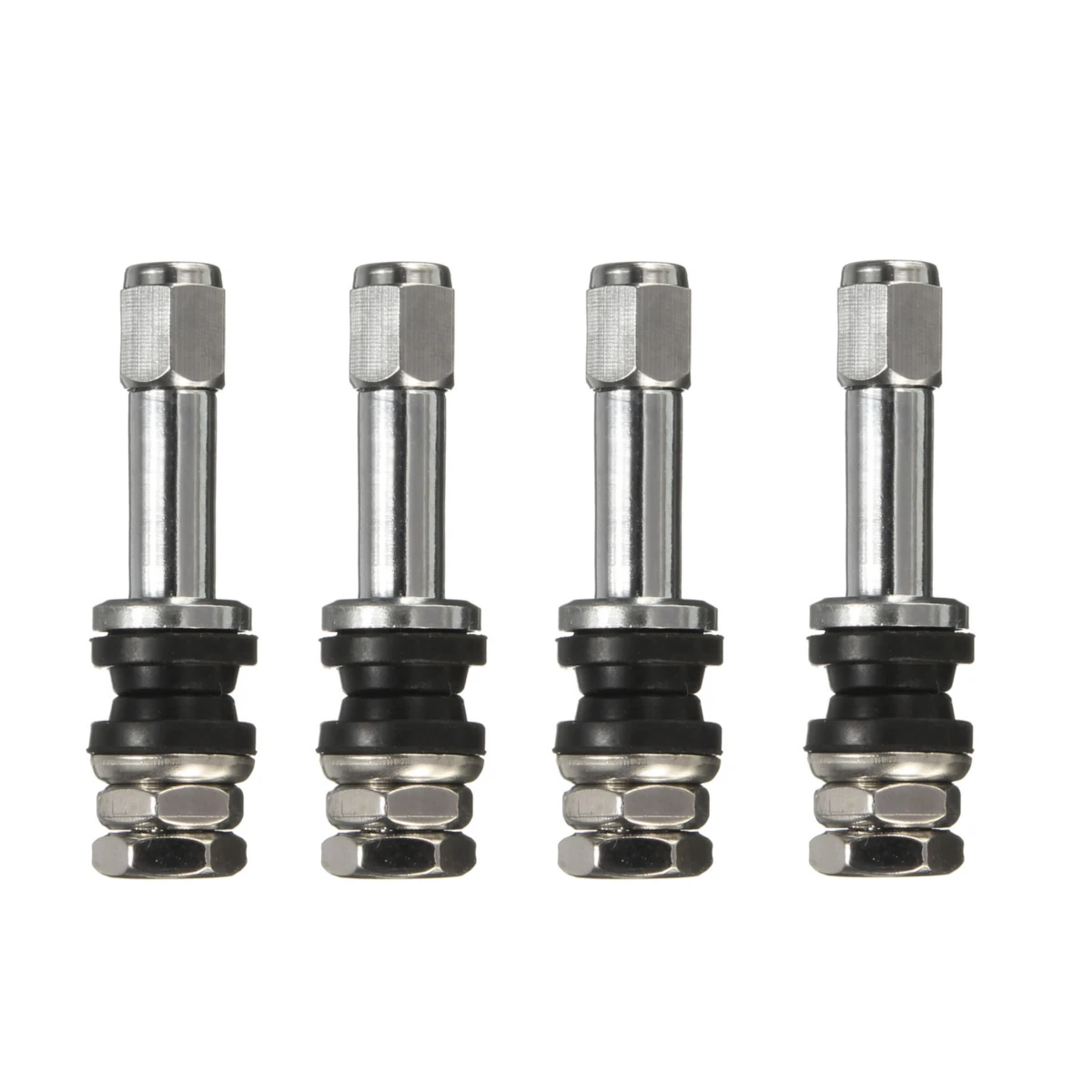 4pcs Universal Chrome Tire Valve Stems TR48 | Flush Mount Metal Bolt & Cap - Image 3