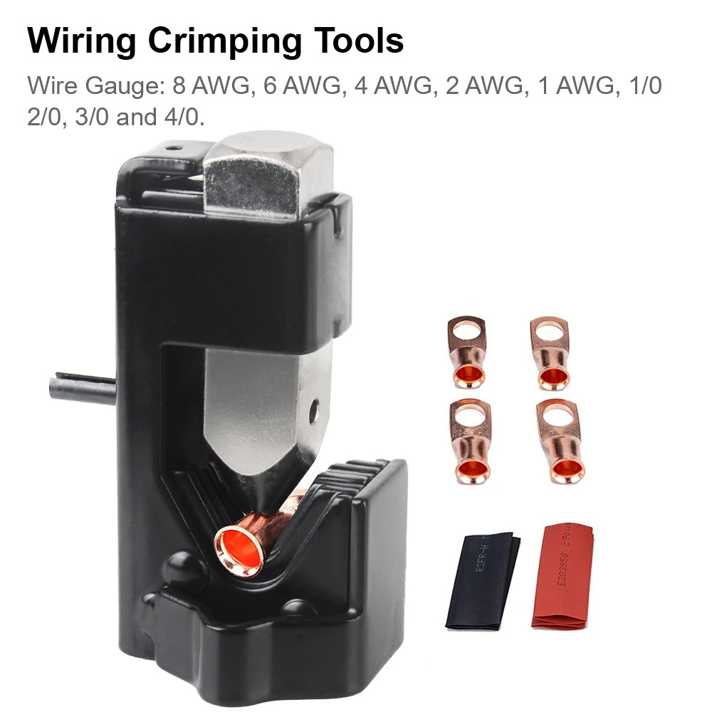 Universal Hammer Crimping Tool - Spring Loaded Cable Lug Crimper for 8 AWG to 4/0 Wire - Image 2