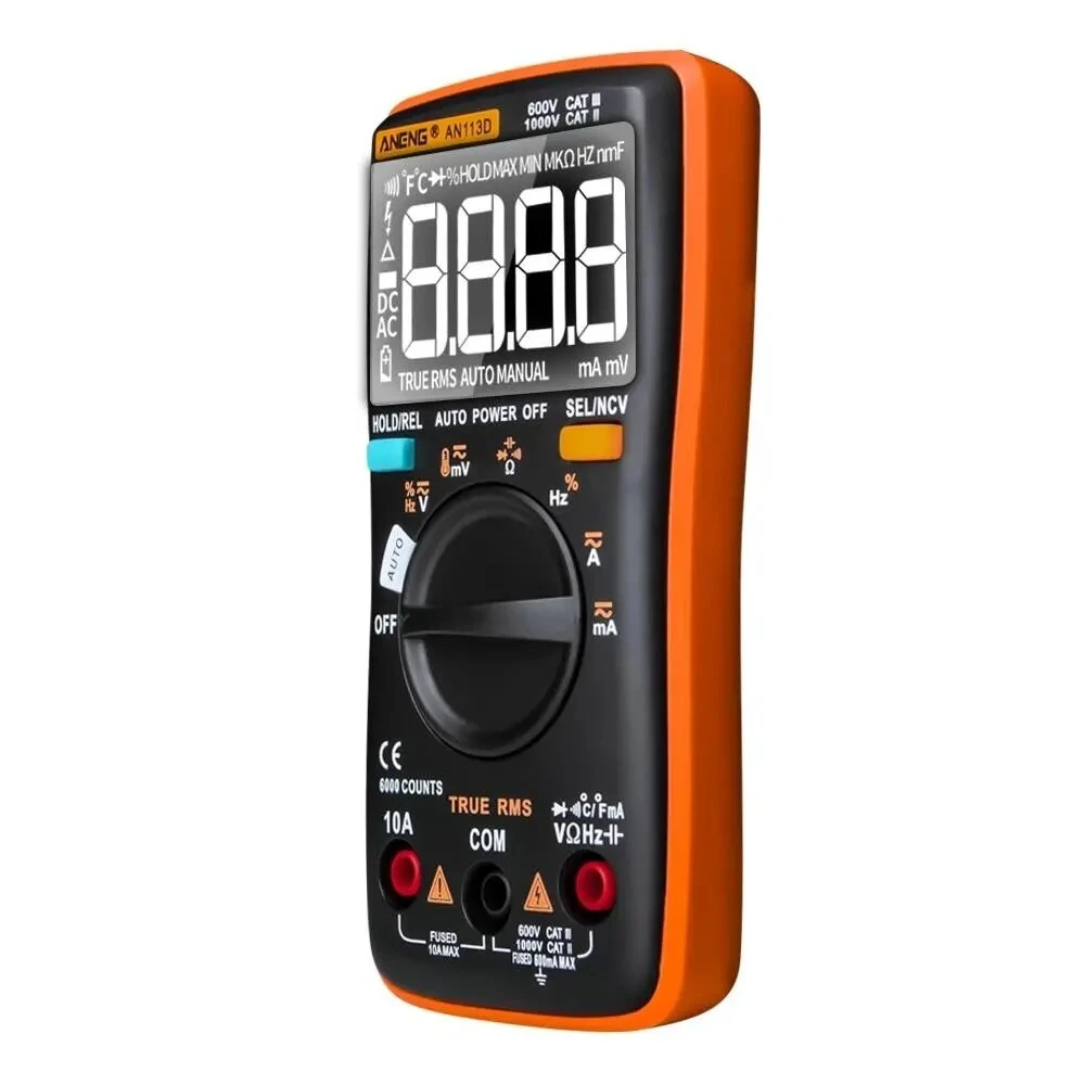 ANENG AN113D True-RMS Digital Multimeter - 6000 Counts, Temperature Tester, AC/DC Voltage - Image 3