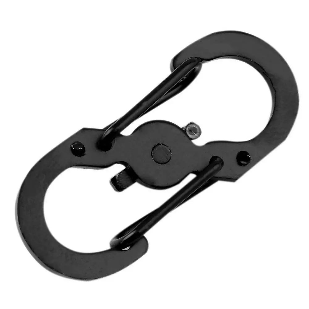 S Shape Anti Theft Carabiner Keychain - 5pcs Black Steel Clip | EDC Tool - Image 4
