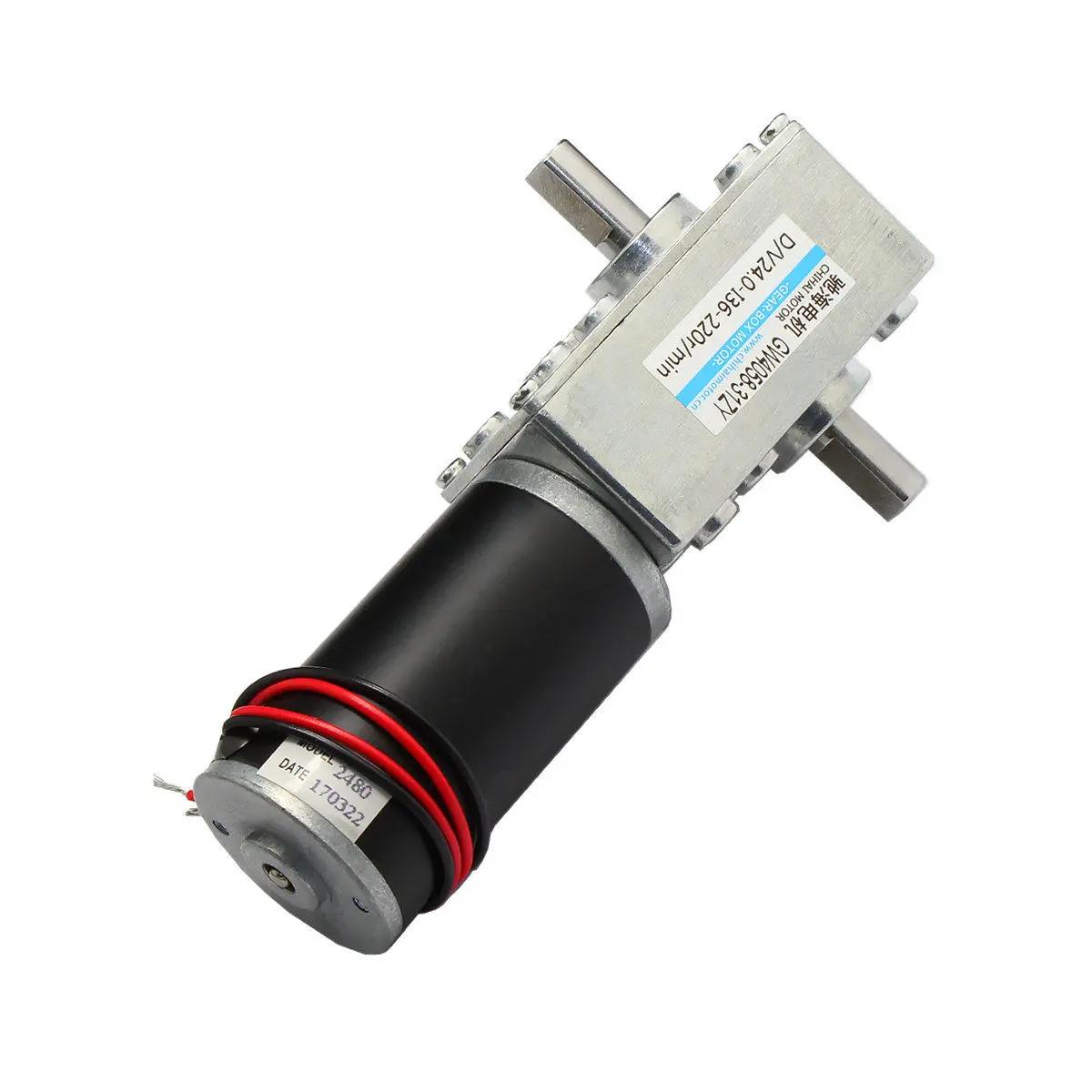 GW4058-31ZY 12V/24V DC Gear Motor - 110/220 RPM Worm Gear Reduction Box - Image 4