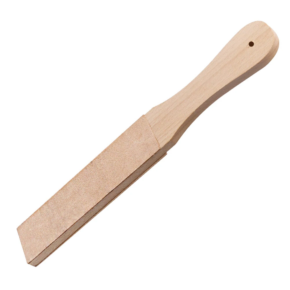 Leather Sharpening Strop Tool - Dual Sided Wood Handle with Buffing Compounds - Image 2