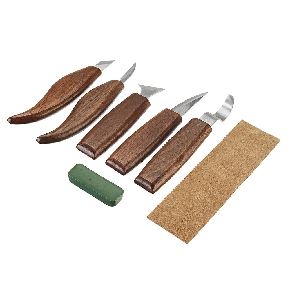 8Pcs Wood Carving Tools Set - Hook & Oblique Blades for Spoon, Bowl & Chip Carving - Image 3