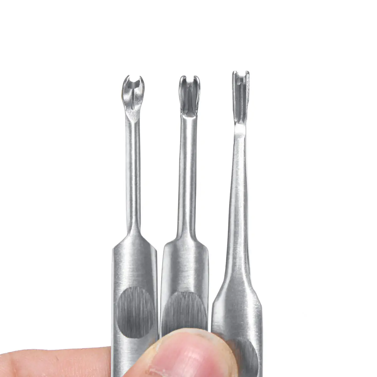 Silver Stainless Steel V/U-Shaped Leather Trencher Tools Kit - 95/113/116/118mm - Image 5