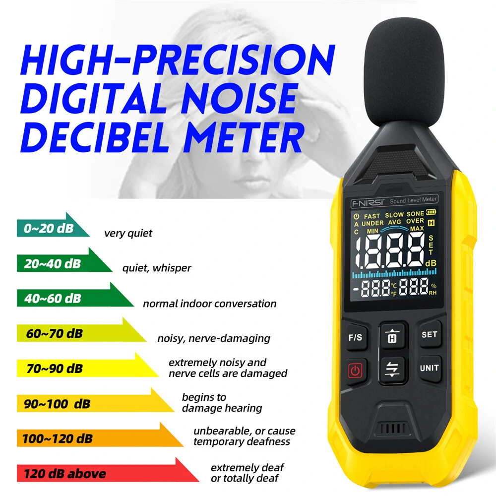 FNIRSI FDM01 Digital Noise Decibel Meter - 30-130dB Range | Fast/Slow Response - Image 2