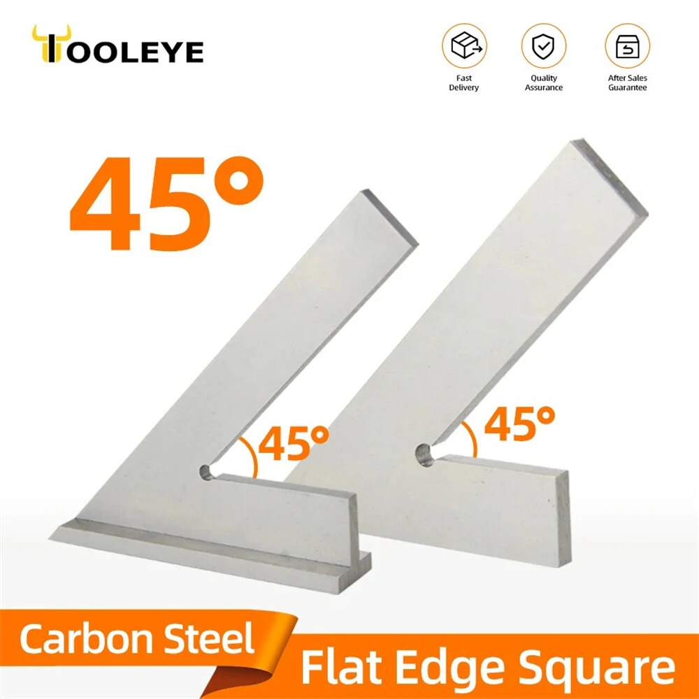 45 Degree Flat Edge Square Ruler | Carpentry Try Square Tool for Woodworking & Metal - Image 2