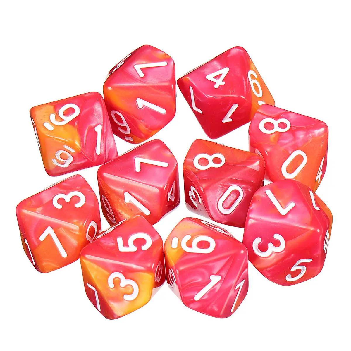 10-Sided Dice Set - 10pcs Polyhedral D10 Dice for RPG Games with Bag - Image 4