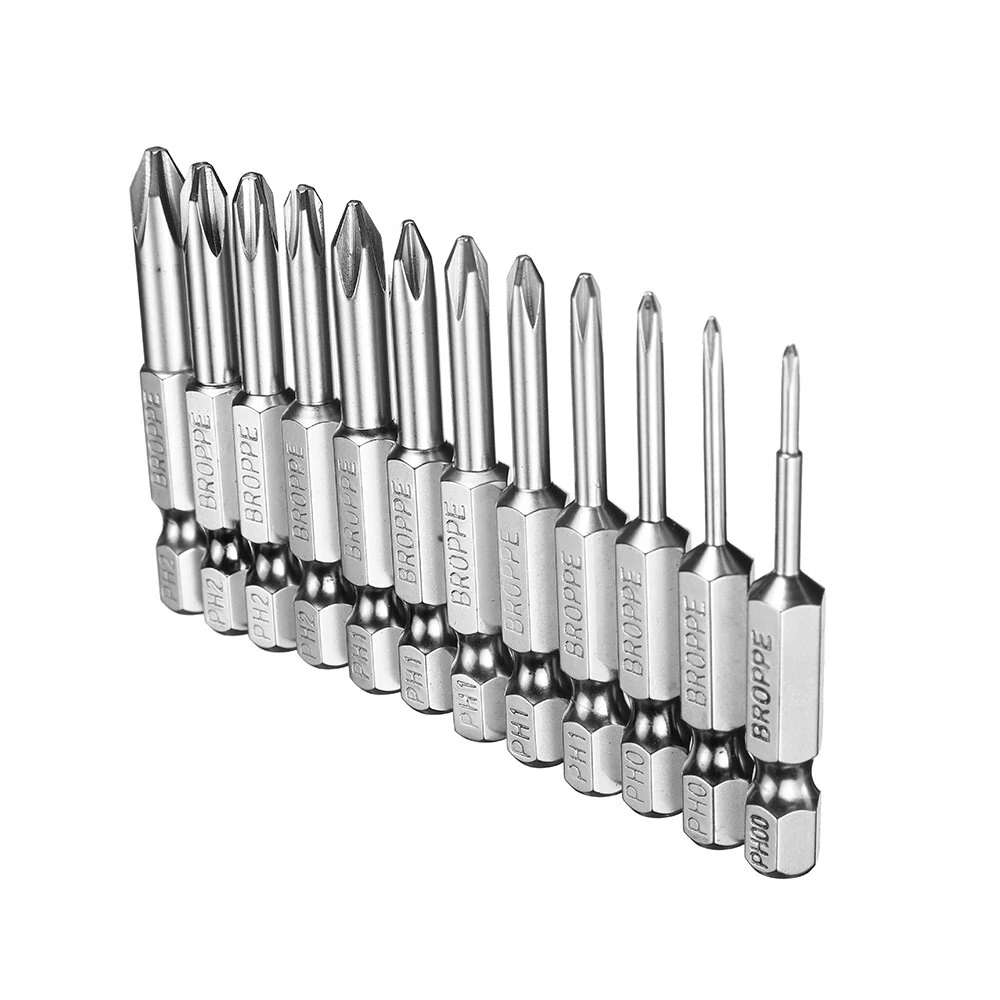 BROPPE 12Pcs 50mm S2 Alloy Steel Magnetic Screwdriver Bits | 1/4 Inch Hex Shank - Image 4