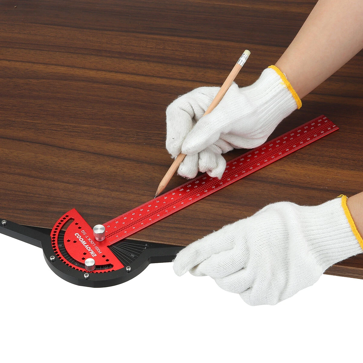 ENJOYWOOD 300mm Aluminum Alloy T-Square Ruler | Posi Lock Angle Measure & Scriber - Image 5