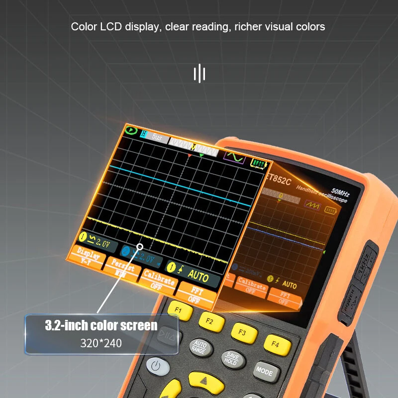 ET852C 2*50MHz Oscilloscope - 3-in-1 Multimeter & Signal Generator | 200MSa/s - Image 4