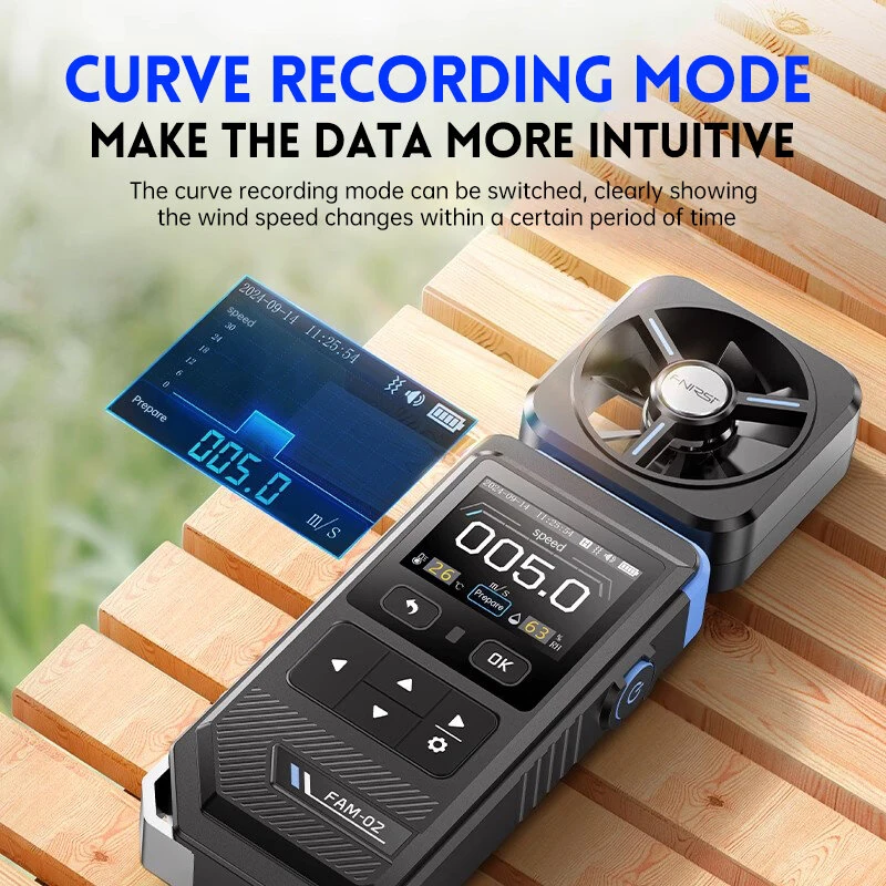 FNIRSI FAM-02 Handheld Anemometer - Wind Speed, Temperature, Humidity Meter - Image 4