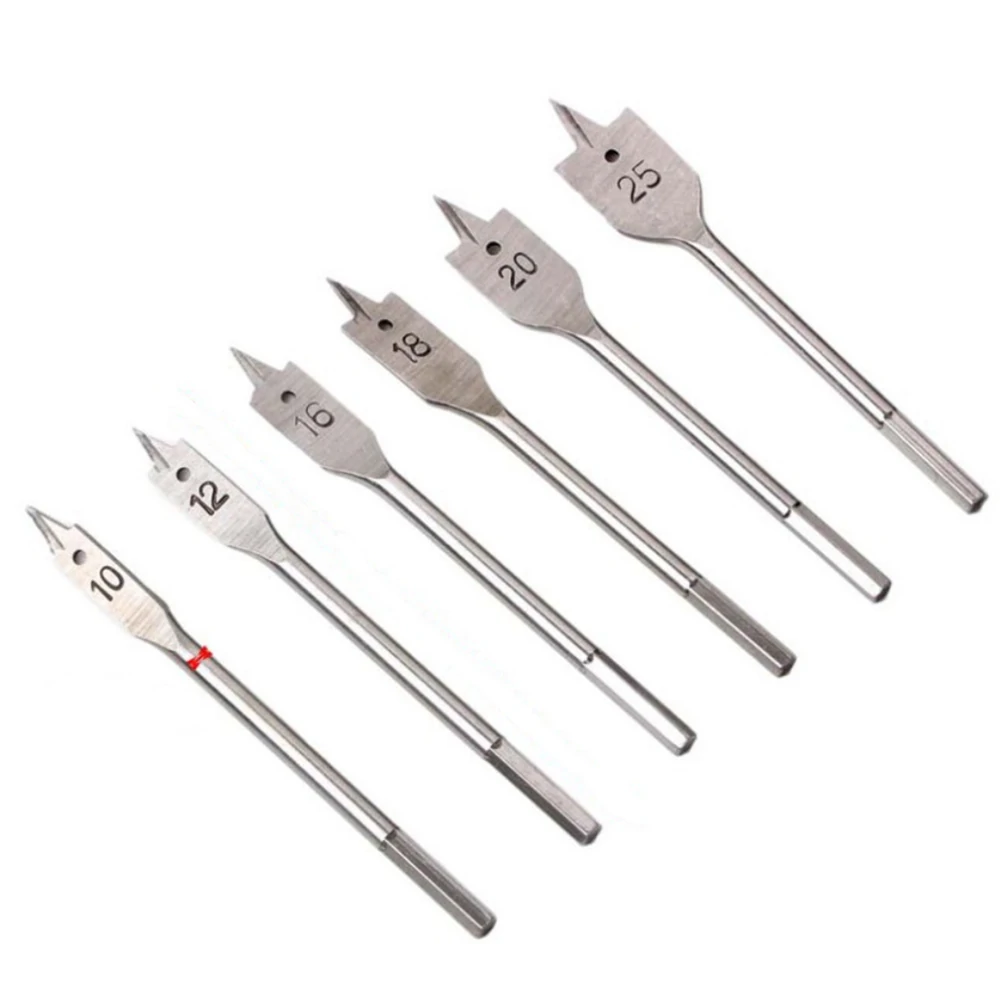 7Pcs HSS Wood Flat Drill Set - 10-25mm Spade Bits | Durable Woodworking Tools - Image 2