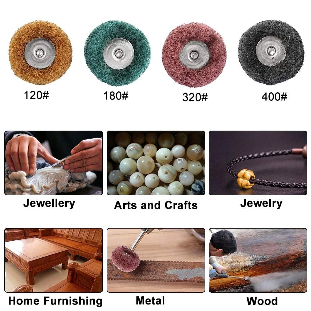 40 Pack 1 Inch Buffing Wheel Set - Fine Medium Coarse Grit for Metal Polishing & Rust Removal | Rotary Tool Accessories - Image 4