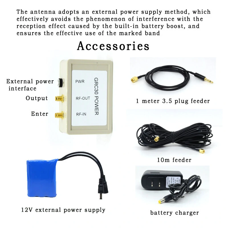 GRC30 Active Loop Antenna + Miniwhip | 0.1-180MHz 2-in-1 Performance Antenna - Image 2