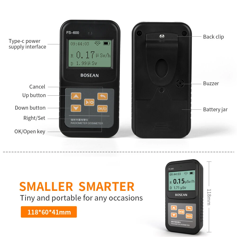 BOSEAN FS-600 Handheld Nuclear Radiation Tester | X-ray β-ray γ-ray Dosimeter - Image 4
