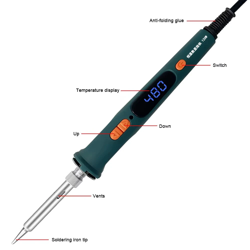 120W Digital Soldering Iron 907 | 200-600°C Temperature | Ceramic Heating Core & EU Plug - Image 3