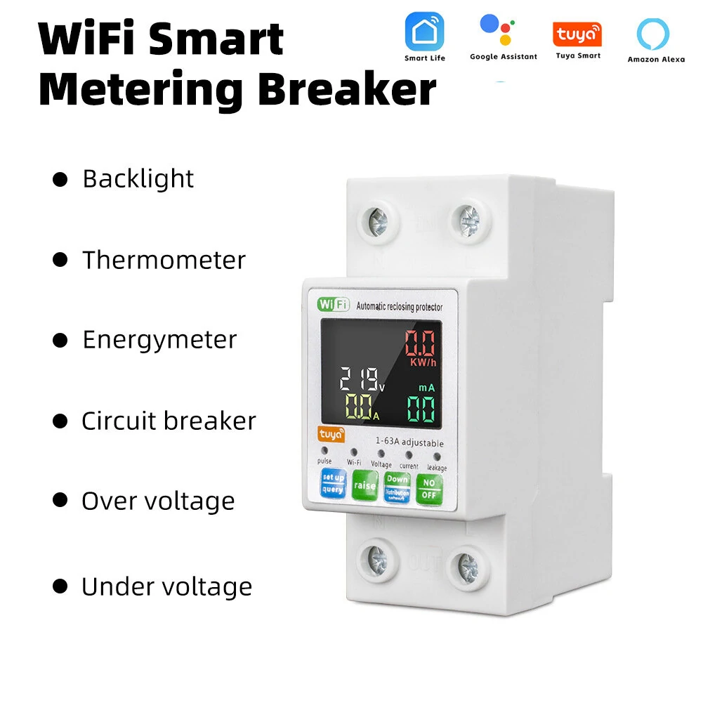 Tuya WiFi Smart Circuit Breaker with LCD Display | App Control & Energy Monitor - Image 3