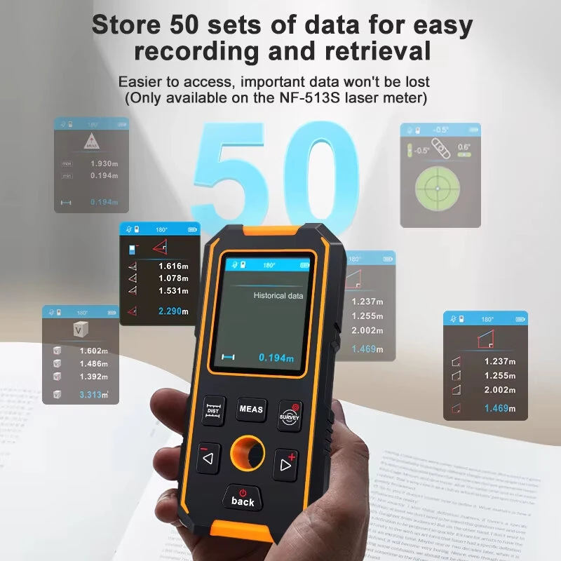 NOYAFA NF-513S Wall Metal Detector | 40m Laser Distance Meter | AC Wire & Pipe Probe | IP54 Compact Design - Image 3
