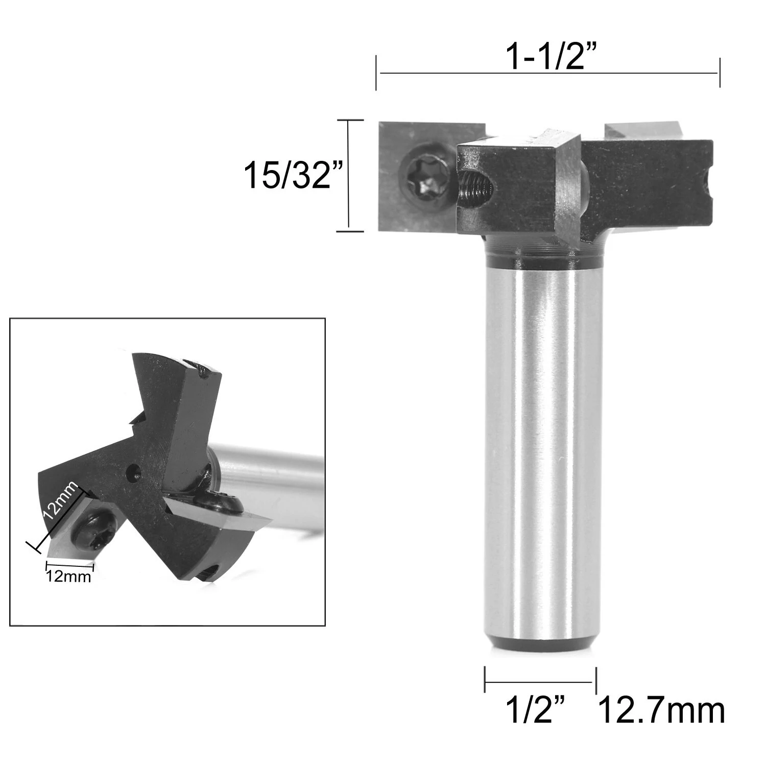 CMT 3-Wing Surfacing Router Bit - 1/2 Shank, 1-1/2 Cut Diameter | Carbide Insert - Image 5