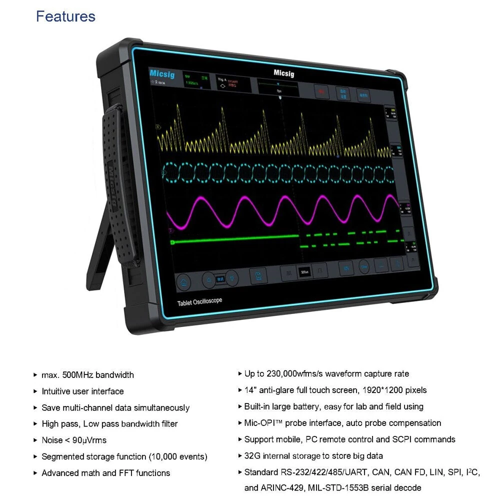 ETO3504 Digital Oscilloscope 500MHz | 4 Channels 3GSa/s | USB Type-C & HDM - Image 4