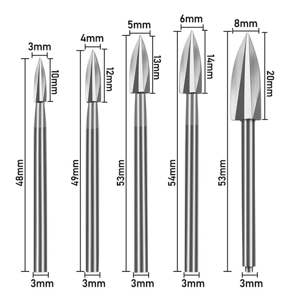 5Pcs HSS Carbide Wood Carving Drill Bits Set | Engraving & Milling Burr Tools - Image 2