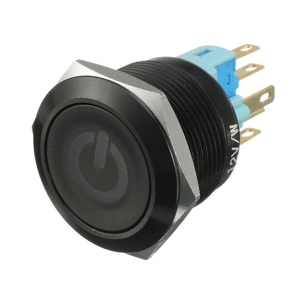 12V 22mm LED Push Button Switch - 6 Pin Momentary Metal Light - Image 4