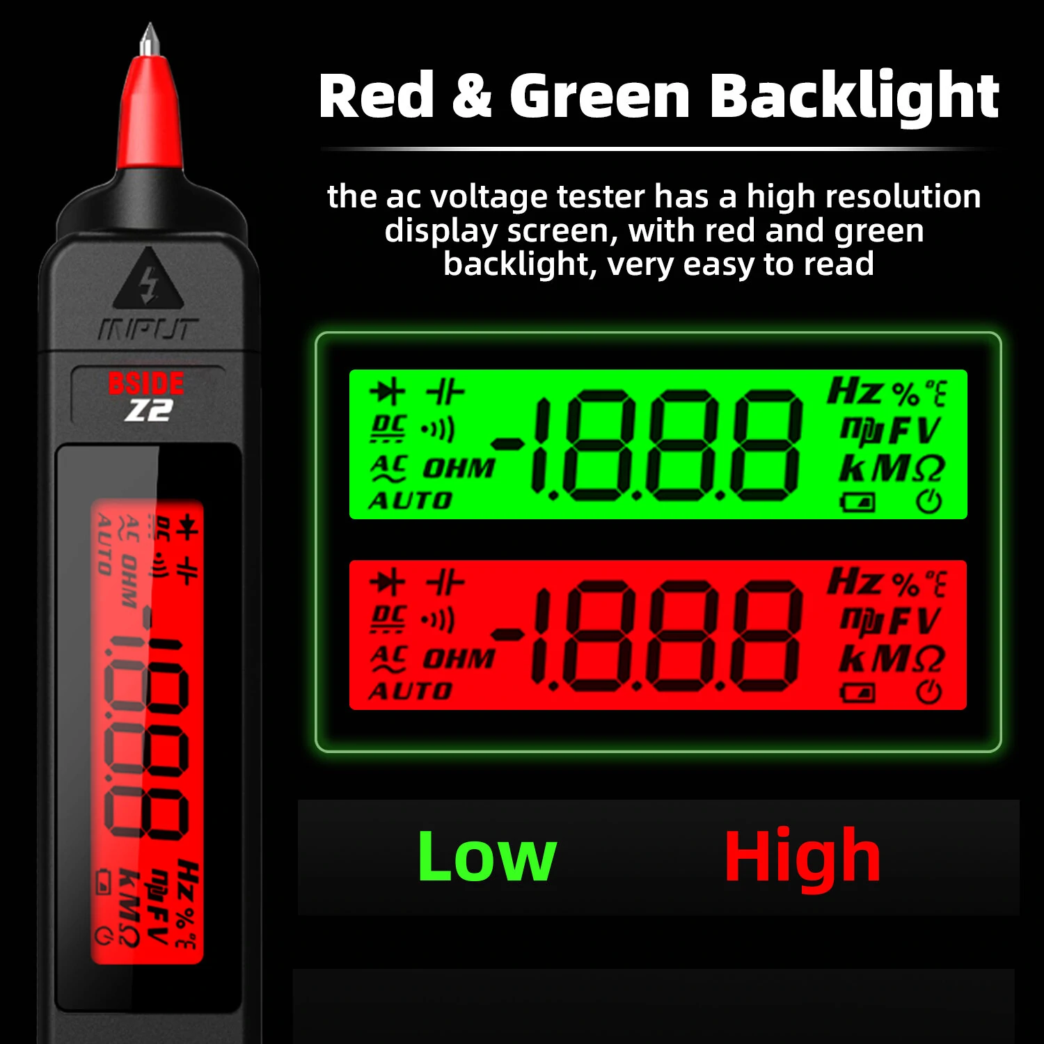BSIDE Z2 Voltage Tester Pen - 12-300V LCD Display | Fast & Accurate - Image 5