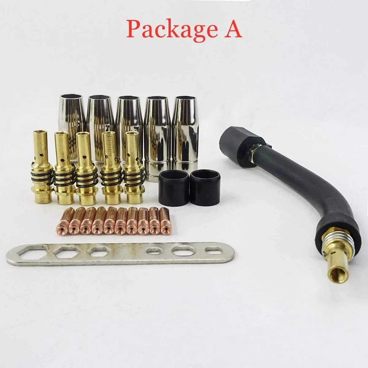 15AK MIG Welding Torch Consumables Kit - 180A EU Style Nozzle, Tips & Wrench - Image 2