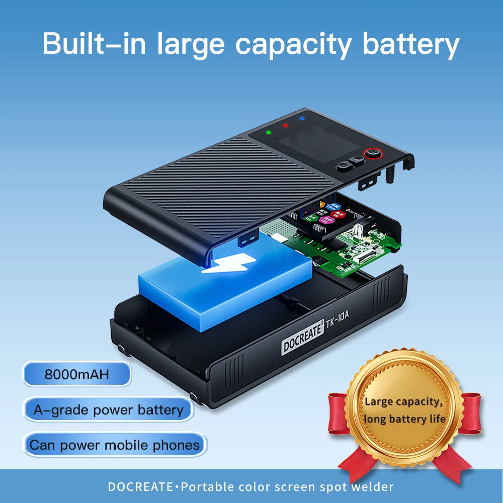 DOCREATE TK-10A Portable LCD Spot Welder - 1200A 8000mAh | Double Pulse - Image 4