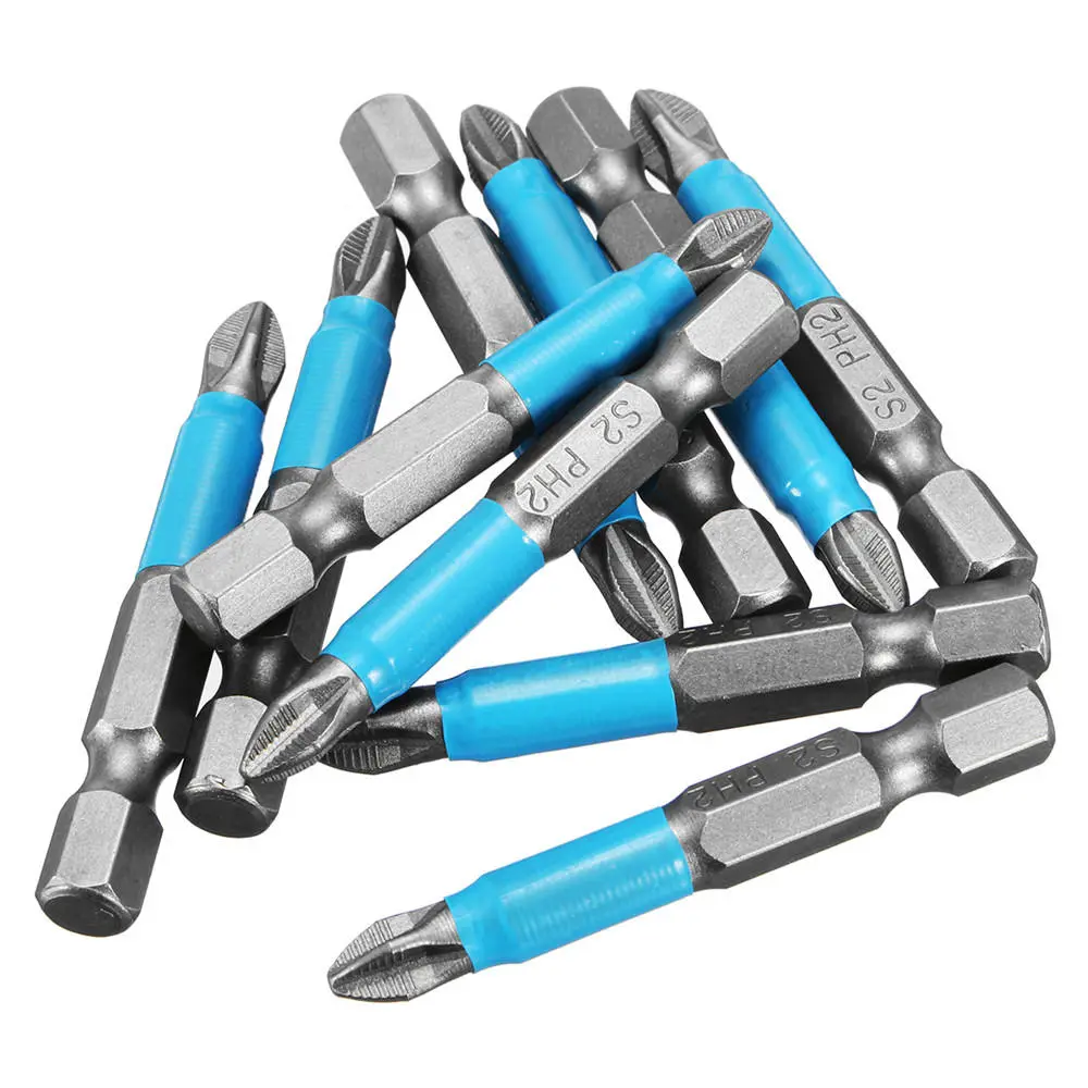 10pcs 1/4 Inch Hex Shank Phillips PH2 Magnetic Screwdriver Bits | Anti-Slip - Image 3