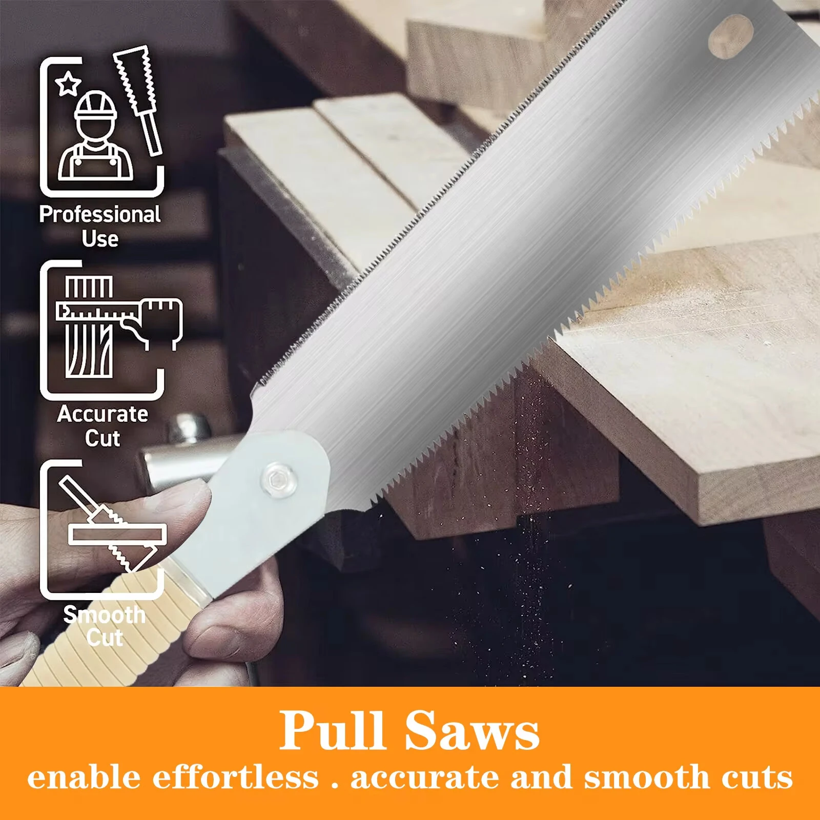 SK5 Japanese Hand Pull Saw - Double Edge 3 Side Grinding Teeth | Flexible Flush Trim Saw for Woodworking - Image 2
