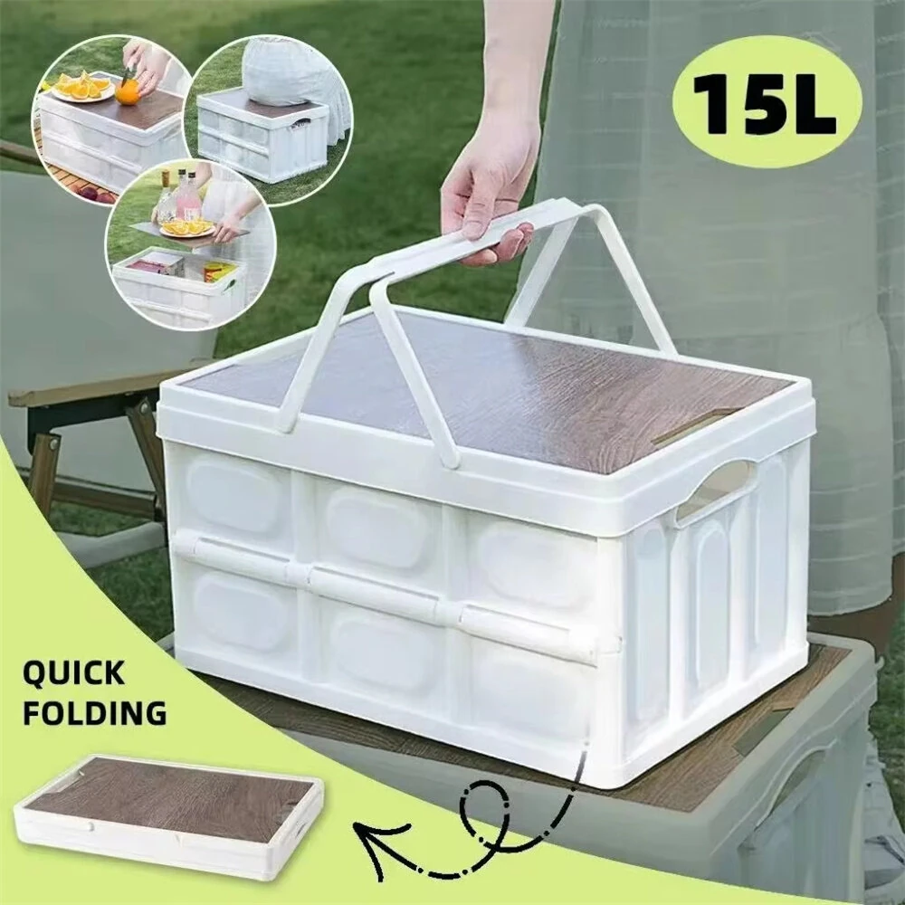 15L Folding Storage Box - White PP Material - Space-Saving Home Office Organization - Image 2
